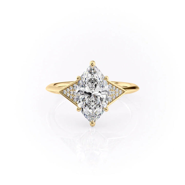 The Easton Set With Marquise Side Stone Lab Diamond 1 Carat 14K Gold#material_14k-gold