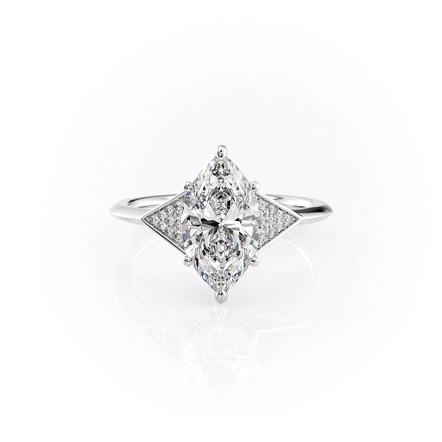 The Easton Set With Marquise Side Stone Lab Diamond 1 Carat 14K White#material_14k-white