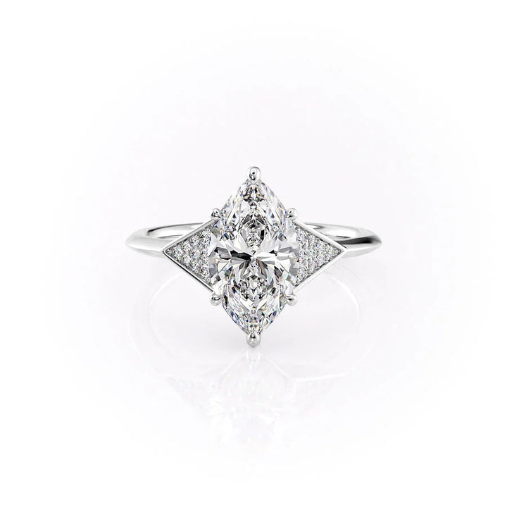 The Easton Set With Marquise Side Stone Lab Diamond 1 Carat 14K White#material_14k-white