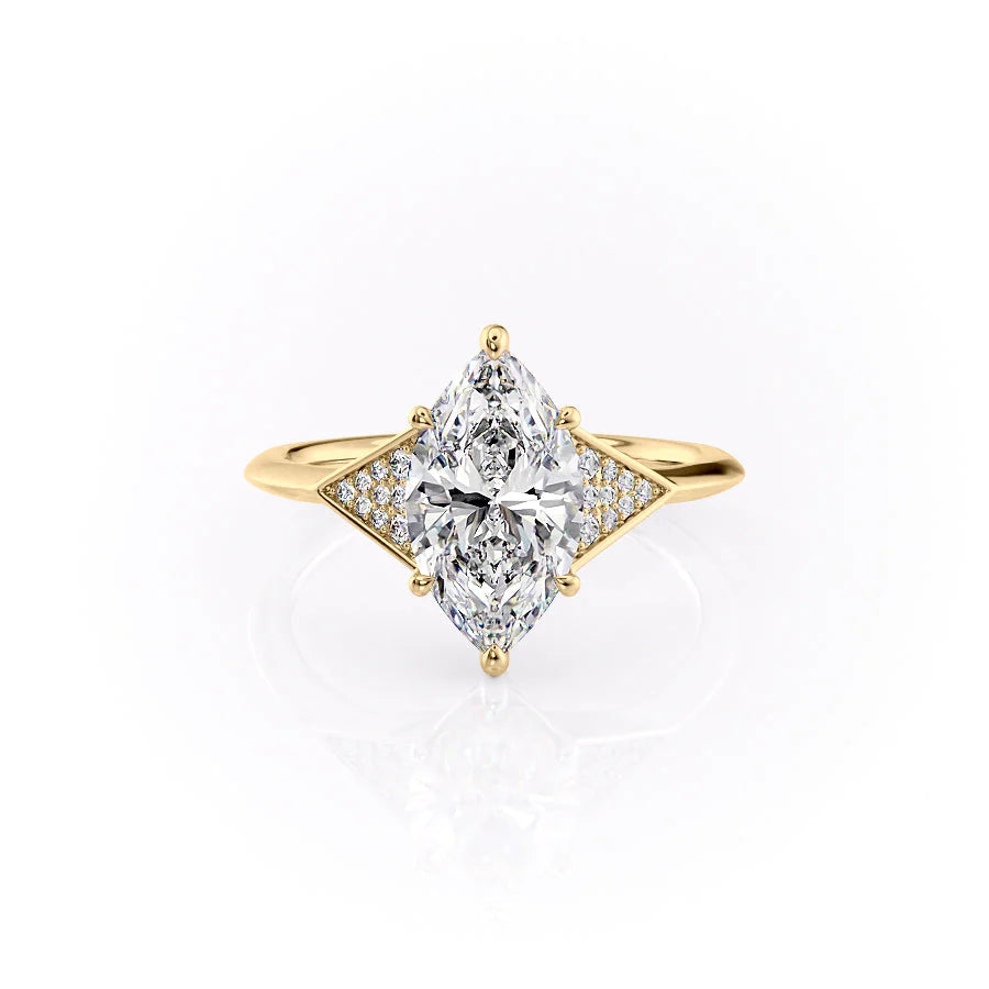 The Easton Set With Marquise Side Stone Lab Diamond 1 Carat 18K Gold#material_18k-gold