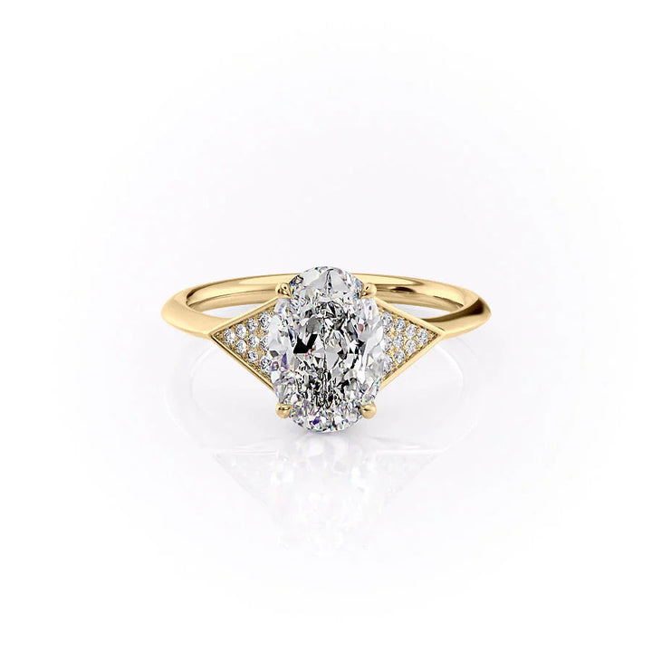 The Easton Set With Oval Side Stone Lab Diamond 1 Carat 14K Gold#material_14k-gold