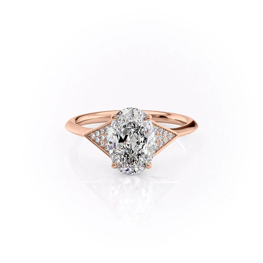 The Easton Set With Oval Side Stone Moissanite#material_14k-rose