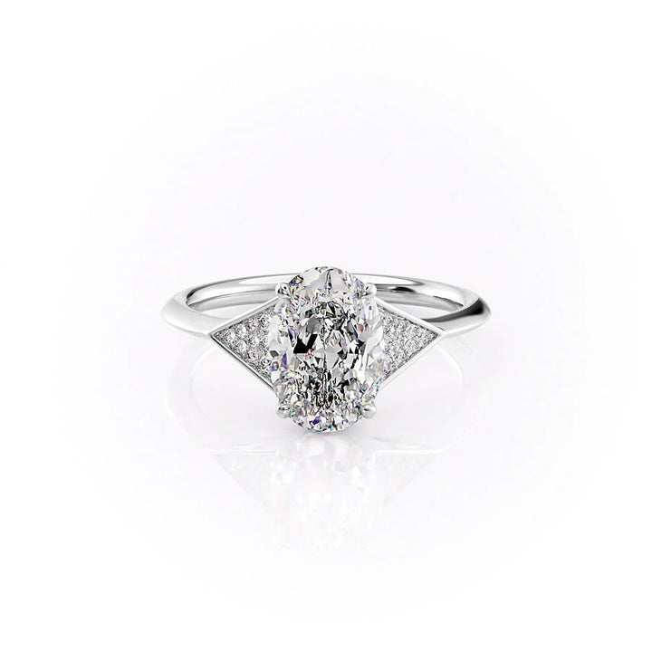 The Easton Set With Oval Side Stone Lab Diamond 1 Carat 14K White#material_14k-white