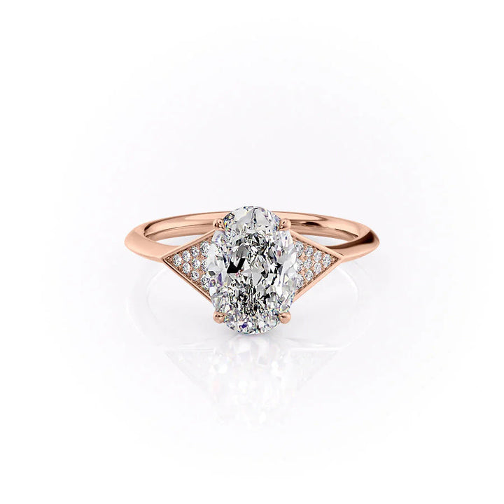 The Easton Set With Oval Side Stone Moissanite#material_18k-rose