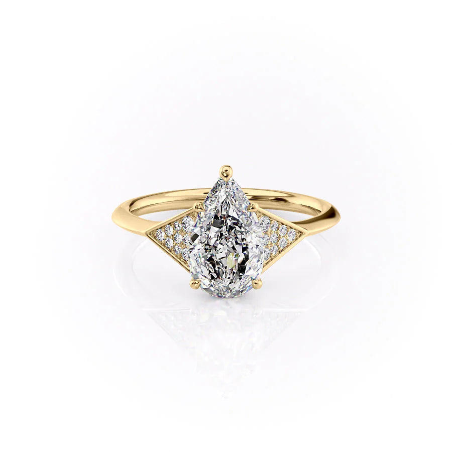 The Easton Set With Pear Side Stone Lab Diamond 1 Carat 14K Gold#material_14k-gold