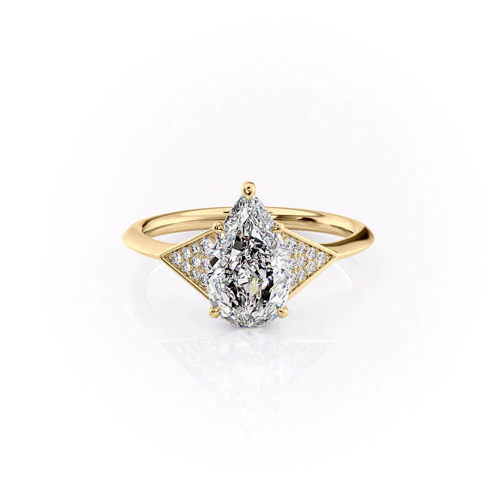 The Easton Set With Pear Side Stone Lab Diamond 1 Carat 14K Gold#material_14k-gold