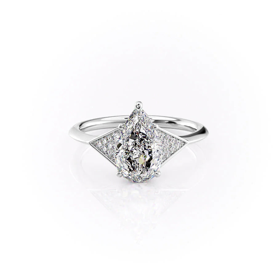 The Easton Set With Pear Side Stone Lab Diamond 1 Carat 14K White#material_14k-white