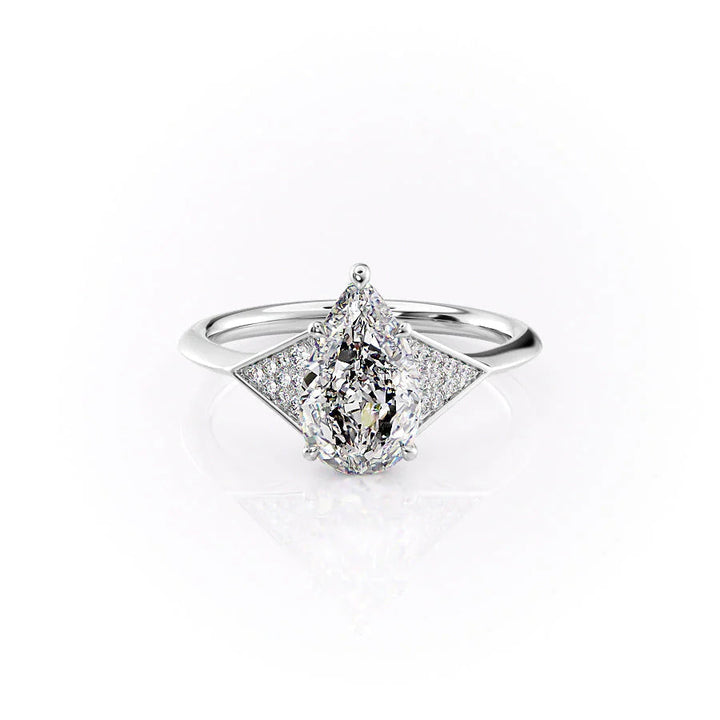 The Easton Set With Pear Side Stone Lab Diamond 1 Carat 14K White#material_14k-white