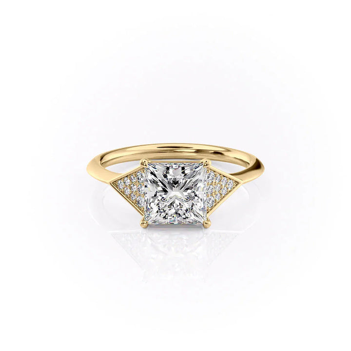 The Easton Set With Princess Side Stone Lab Diamond 1 Carat 14K Gold#material_14k-gold