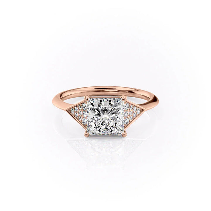 The Easton Set With Princess Side Stone Lab Diamond 1 Carat 14K Rose#material_14k-rose