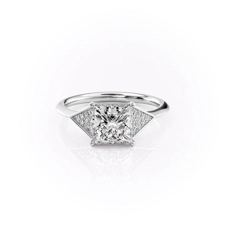 The Easton Set With Princess Side Stone Lab Diamond 1 Carat 14K White#material_14k-white