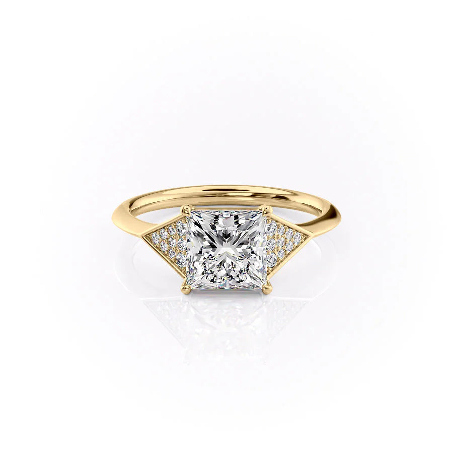 The Easton Set With Princess Side Stone Lab Diamond 1 Carat 18K Gold#material_18k-gold