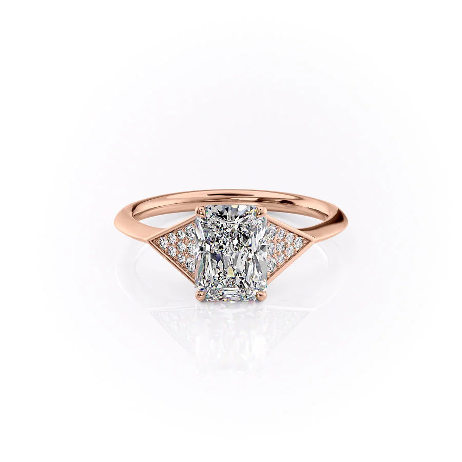 The Easton Set With Radiant Side Stone Lab Diamond 1 Carat 14K Rose#material_14k-rose