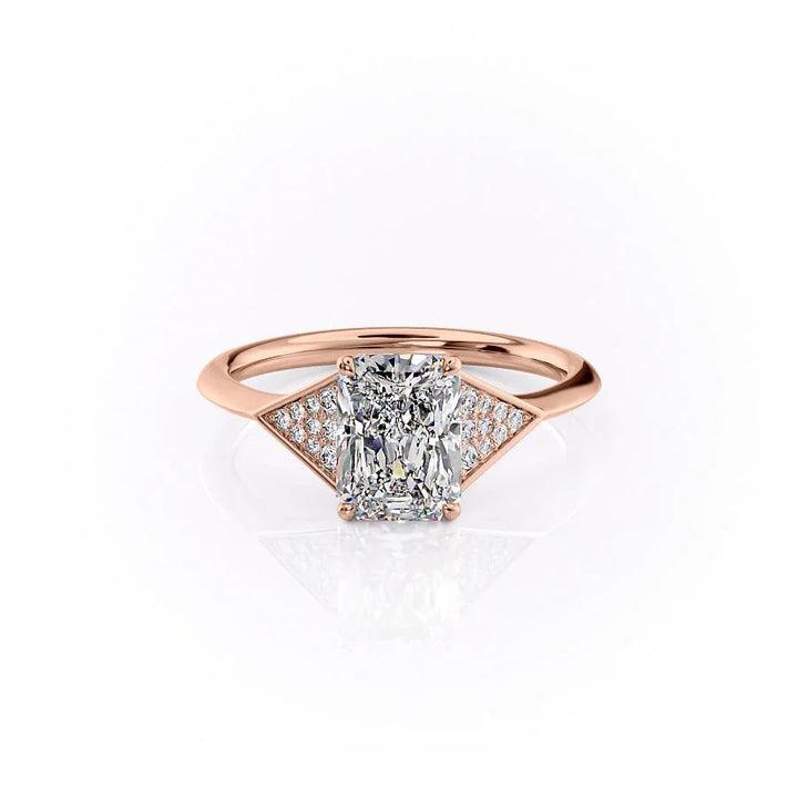 The Easton Set With Radiant Side Stone Lab Diamond 1 Carat 14K Rose#material_14k-rose