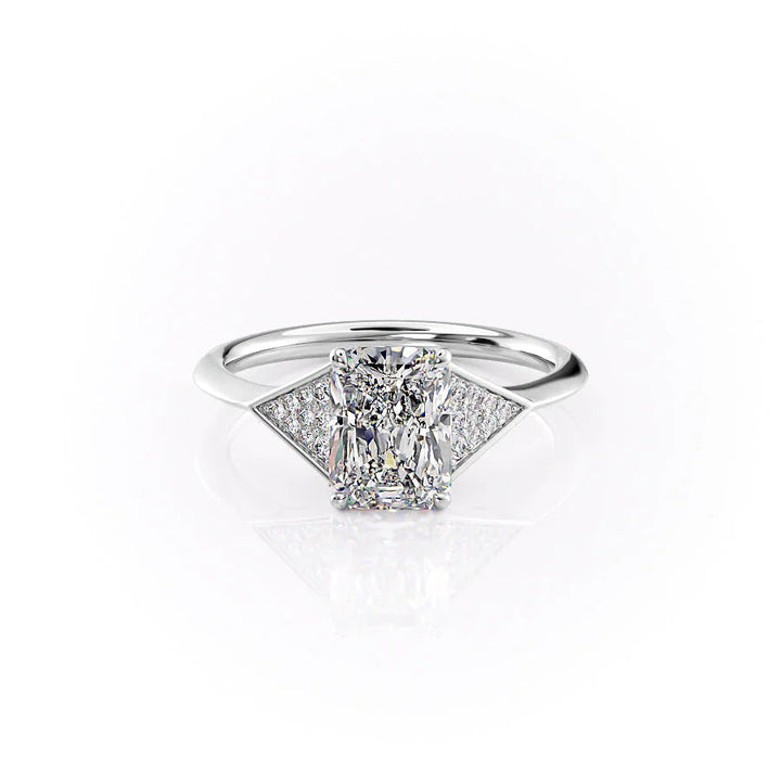 The Easton Set With Radiant Side Stone Lab Diamond 1 Carat 14K White#material_14k-white