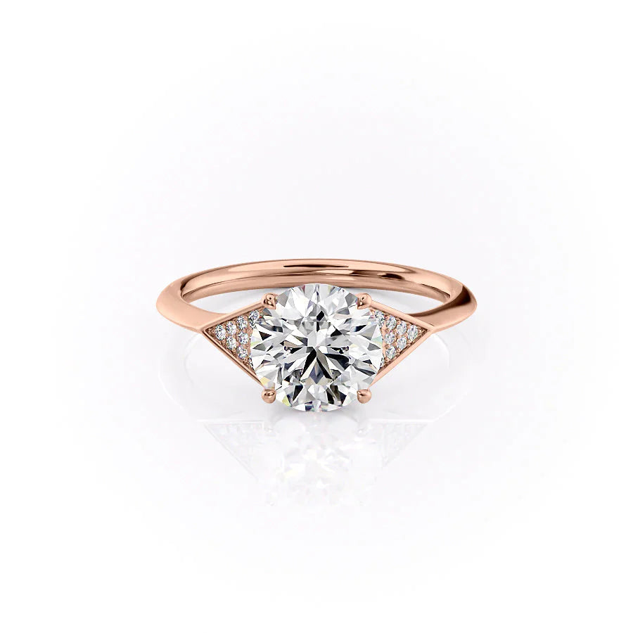 The Easton Set With Round Side Stone Moissanite#material_14k-rose