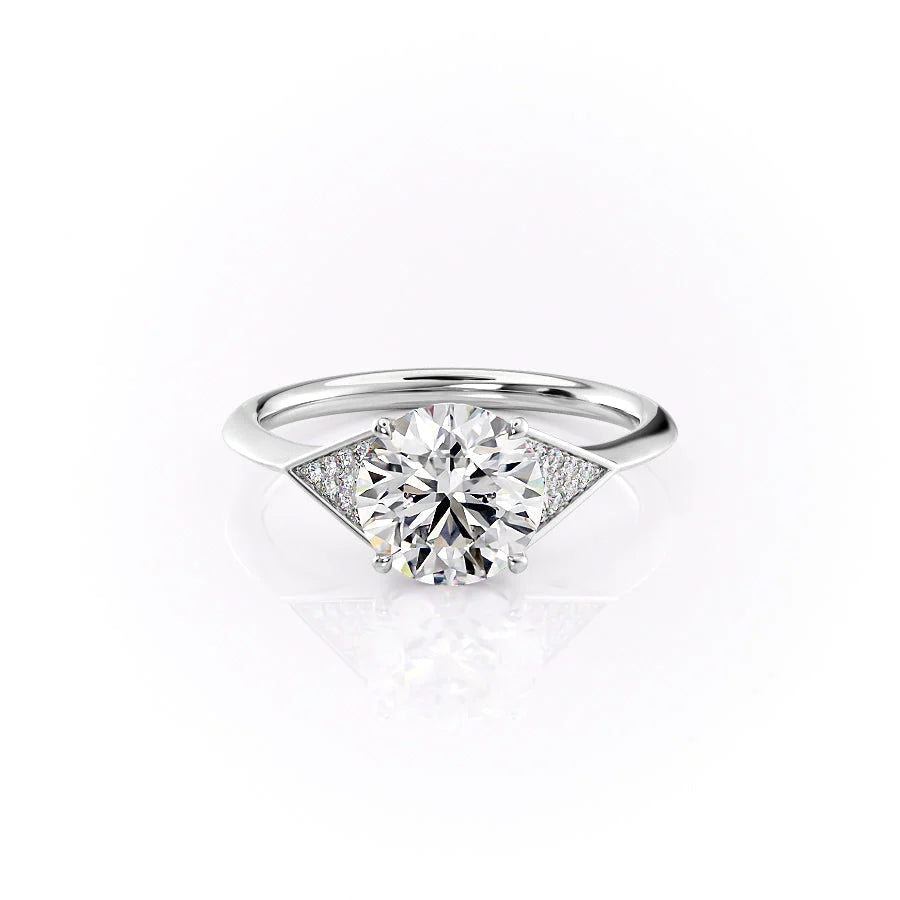 The Easton Set With Round Side Stone Lab Diamond 1 Carat 14K White#material_14k-white