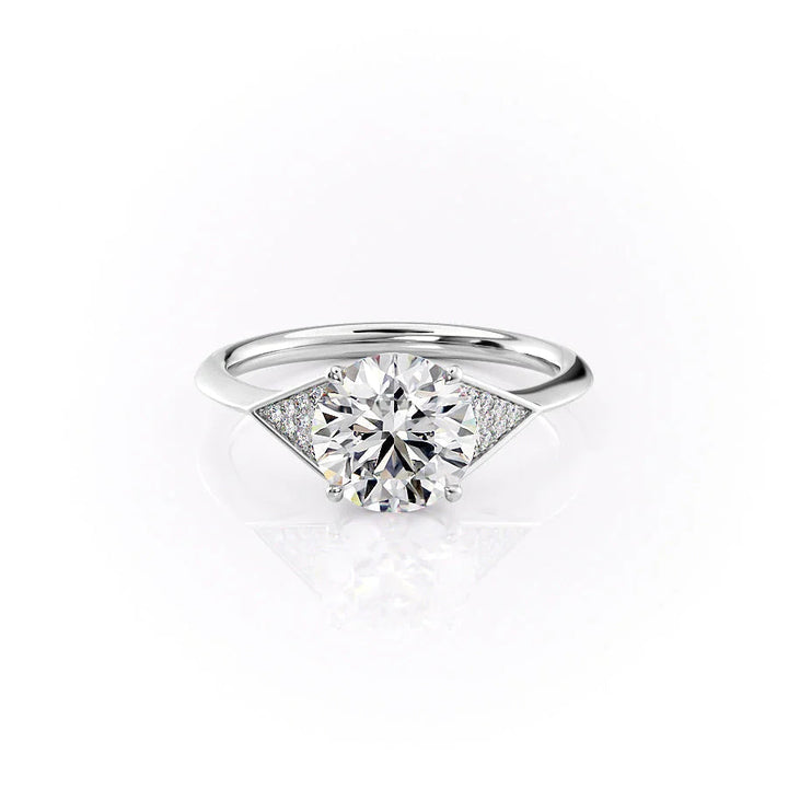 The Easton Set With Round Side Stone Moissanite#material_14k-white