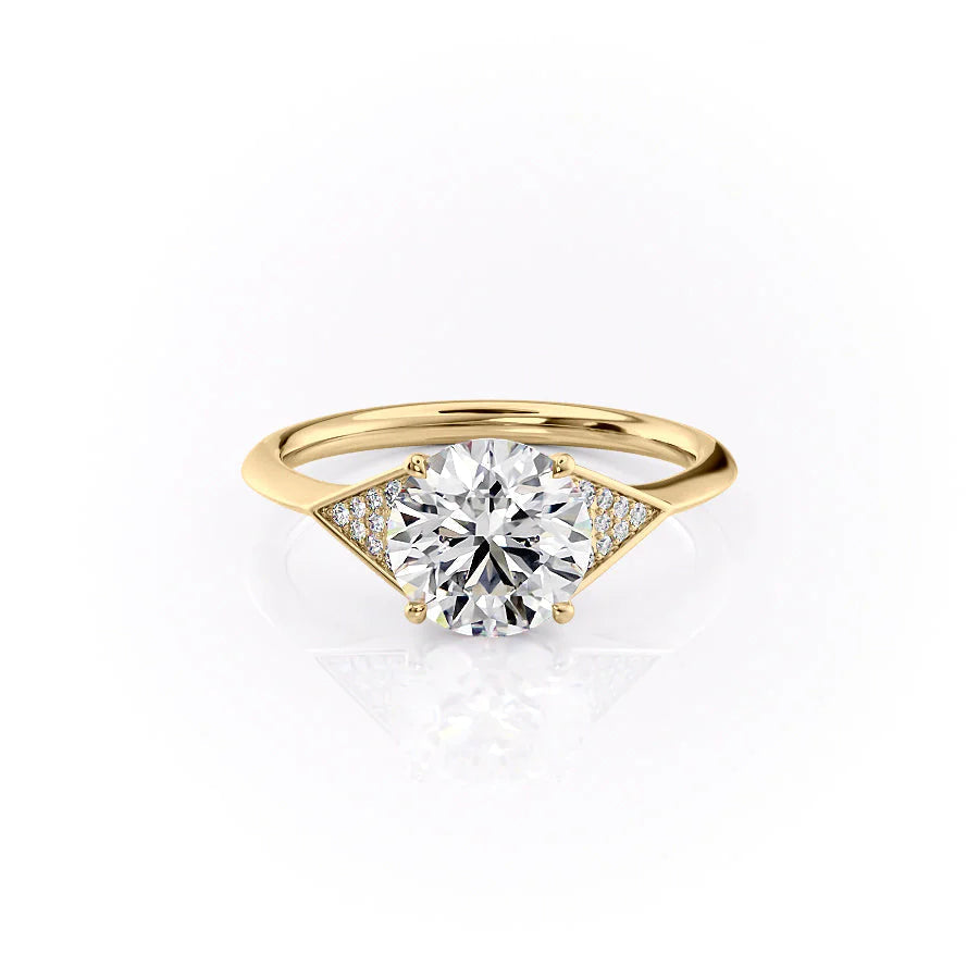 The Easton Set With Round Side Stone Moissanite#material_18k-gold