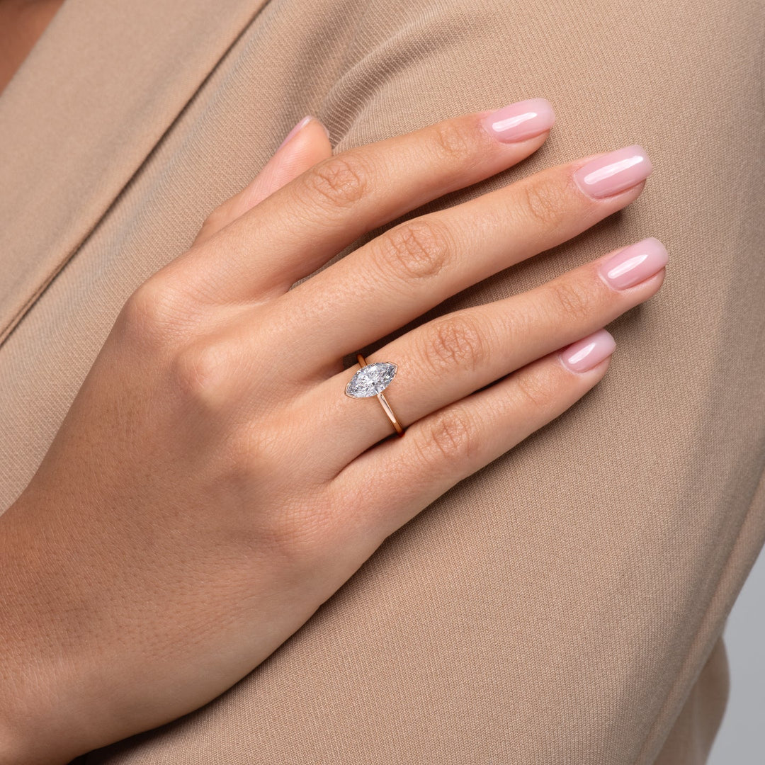 The Elina Set With A Marquise Solitaire Moissanite 2.5 Carat 14K Rose#material_14k-rose