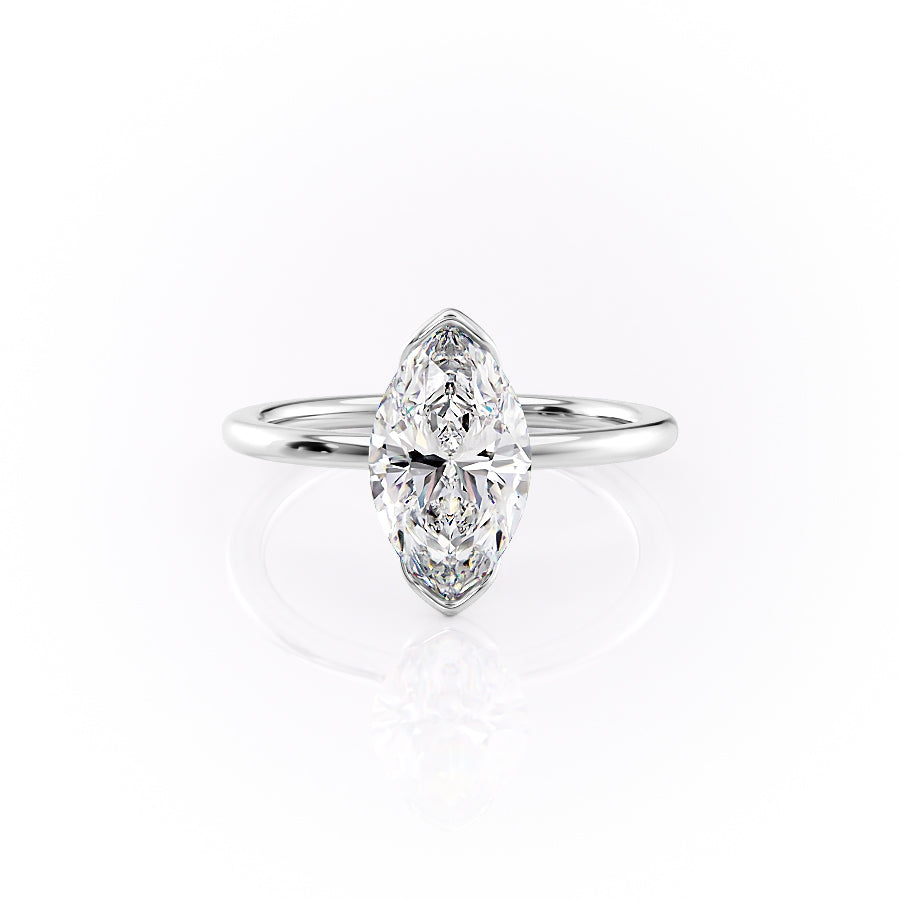 The Elina Set With A Marquise Solitaire Moissanite 1 Carat 18K White#material_18k-white