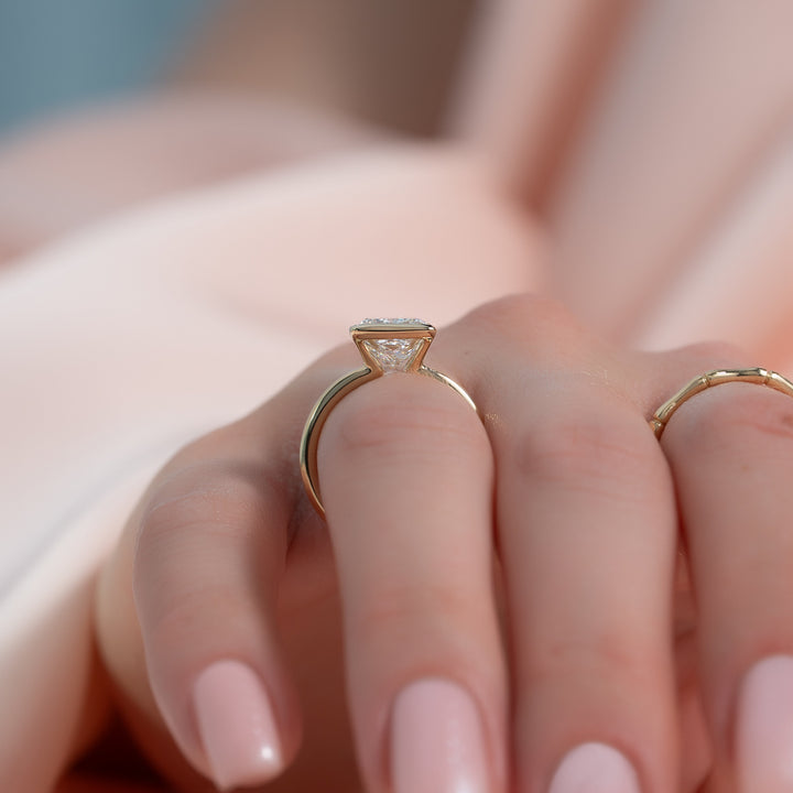 The Elina Princess Lab Diamond Moissanite Engagement Ring *Shown with 2 ct #material_gold