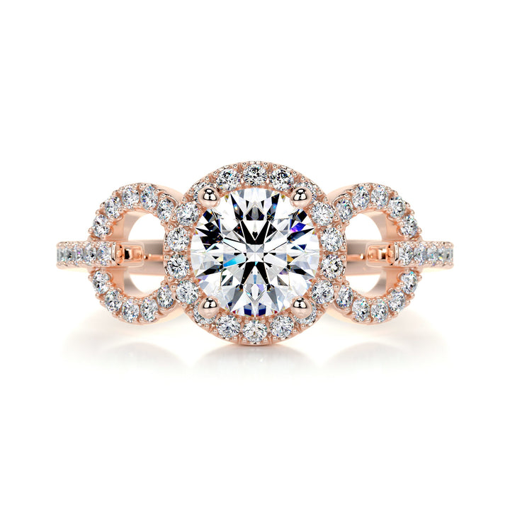 The Elouise Moissanite & Diamonds Ring Moissanite 14K Rose 1 Carat Round#material_14k-rose