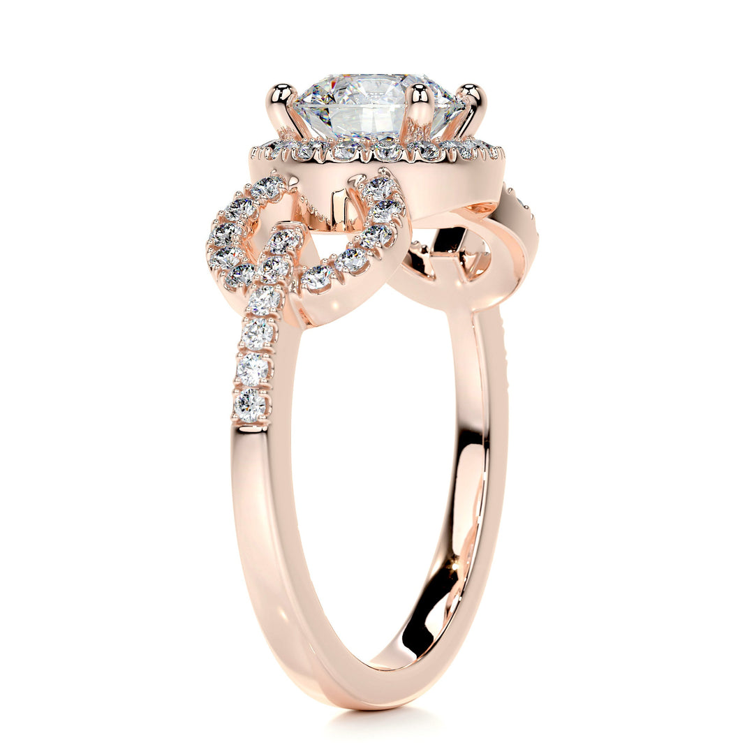 The Elouise Moissanite & Diamonds Ring Moissanite 14K Rose 2 Carat Round#material_14k-rose