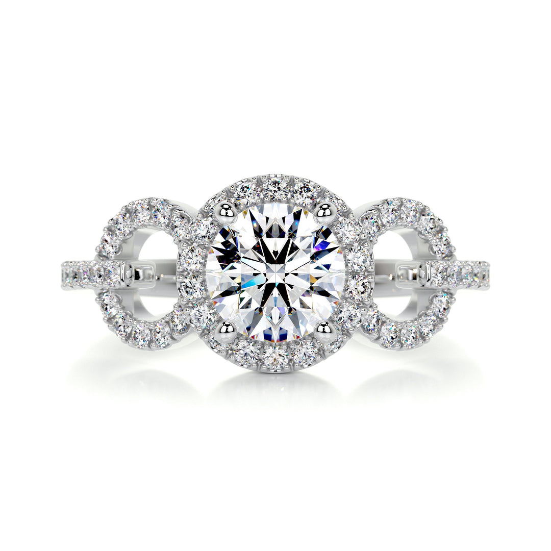 The Elouise Moissanite & Diamonds Ring Moissanite 14K White 1 Carat Round#material_14k-white