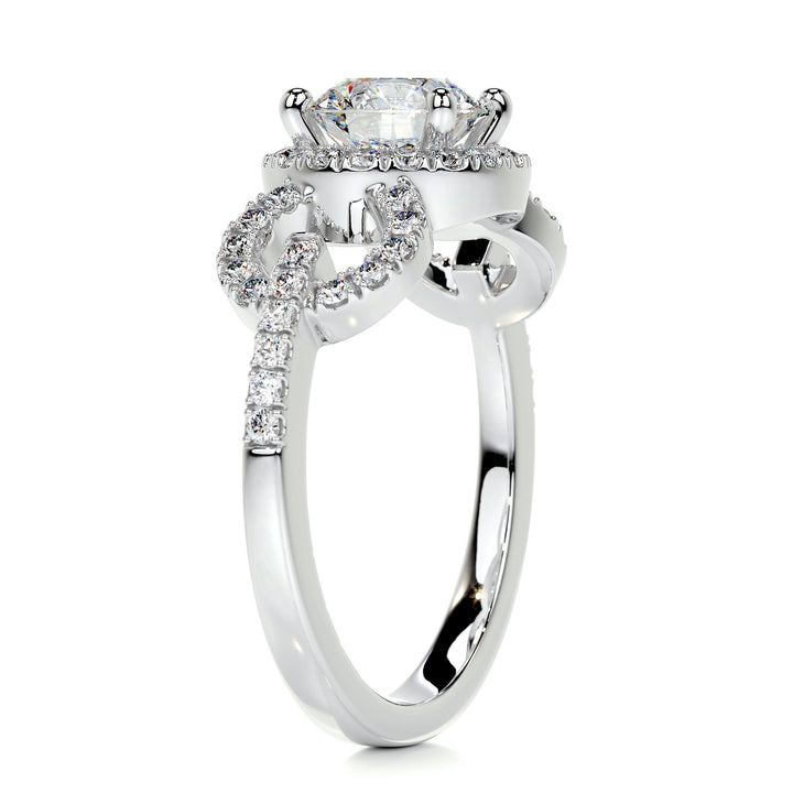 The Elouise Moissanite & Diamonds Ring Moissanite 14K White 2 Carat Round#material_14k-white