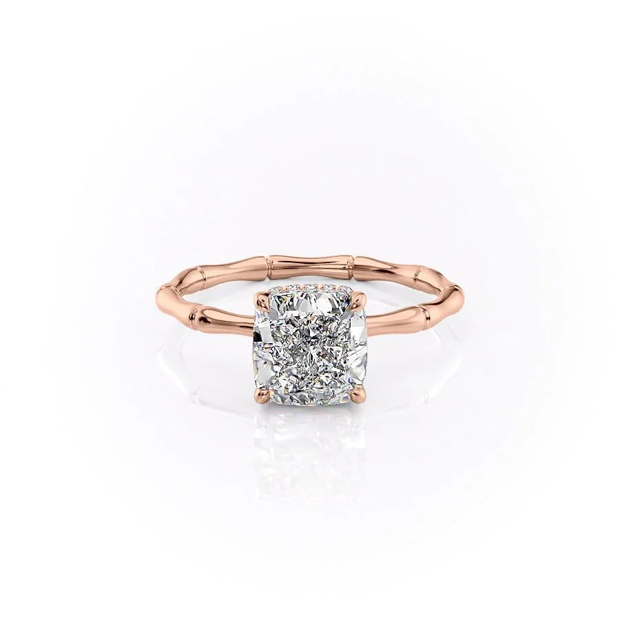 The Ember Set With Cushion Nature Moissanite#material_14k-rose