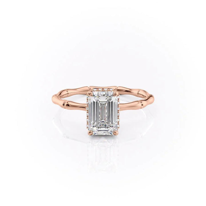 The Ember Set With Emerald Nature Moissanite#material_14k-rose