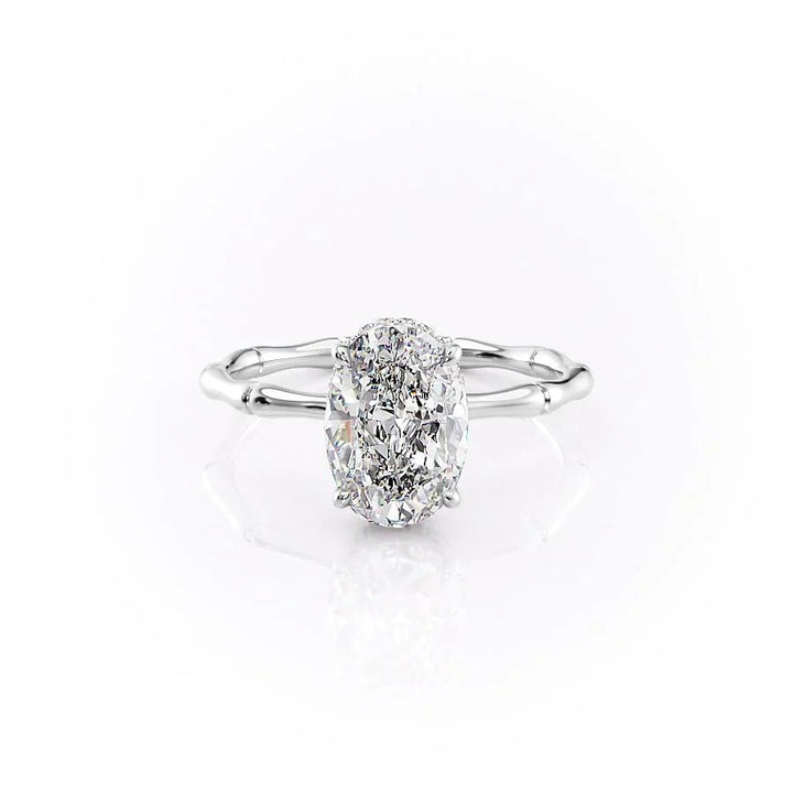 The Ember Set With Oval Nature Lab Diamond 1 Carat 14K White#material_14k-white