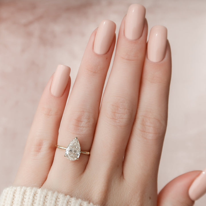 The Ember Pear Lab Diamond Moissanite Engagement Ring *Shown with 2 ct #material_gold