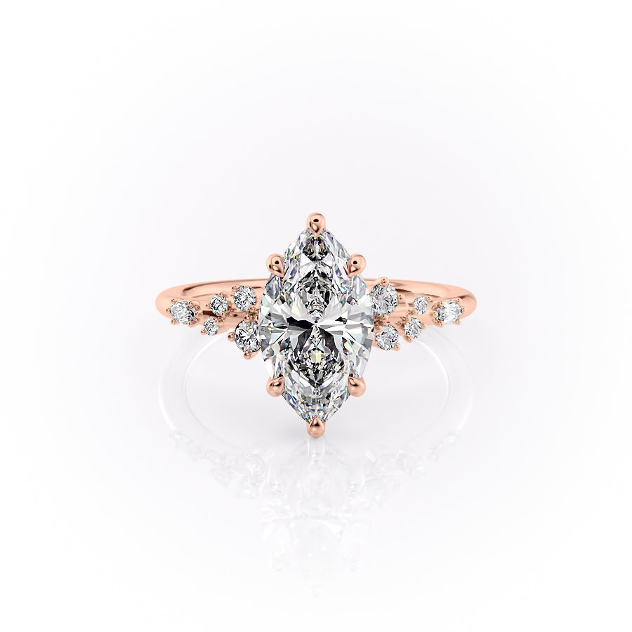 The Emery Set With A Marquise Lab Diamond#material_rose