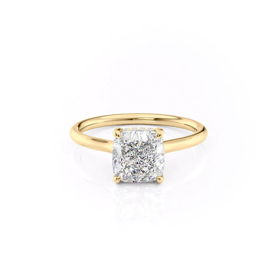 The Emily Set With Cushion Solitaire Lab Diamond 1 Carat 14K Gold#material_14k-gold