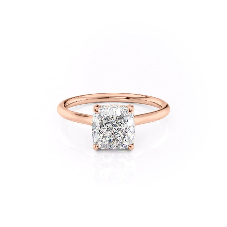 The Emily Set With Cushion Solitaire Lab Diamond 1 Carat 14K Rose#material_14k-rose