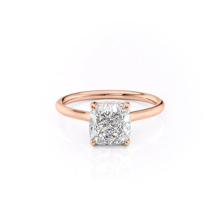 The Emily Set With Cushion Solitaire Lab Diamond 1 Carat 14K Rose#material_14k-rose