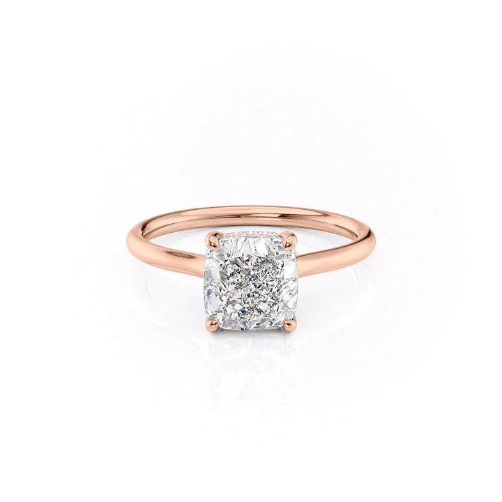 The Emily Set With Cushion Solitaire Moissanite#material_14k-rose