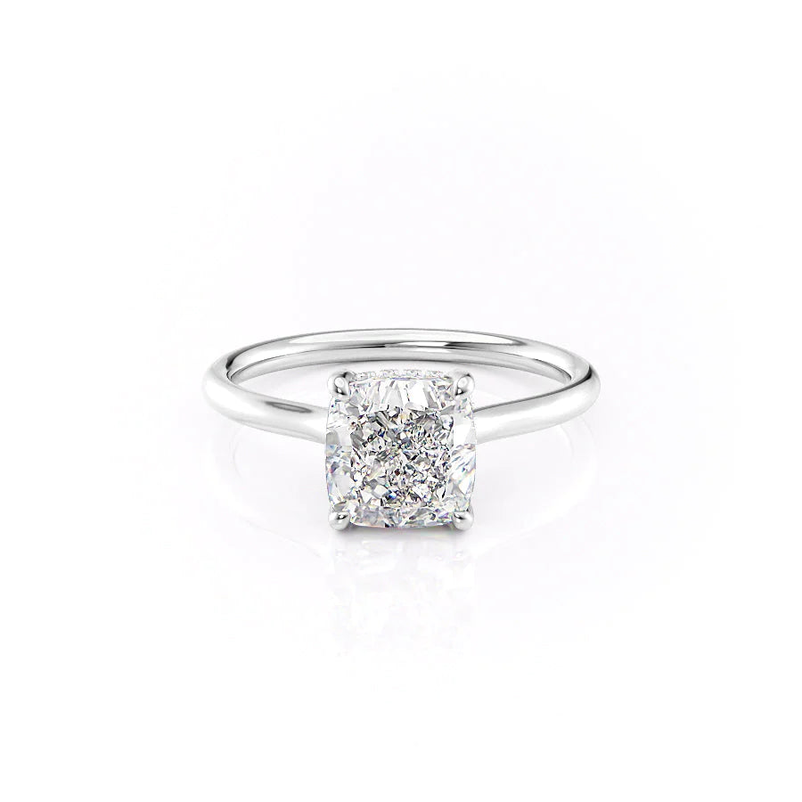 The Emily Set With Cushion Solitaire Lab Diamond 1 Carat 14K White#material_14k-white