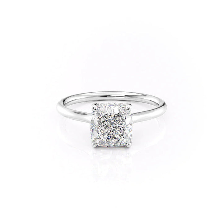 The Emily Set With Cushion Solitaire Lab Diamond 1 Carat 14K White#material_14k-white