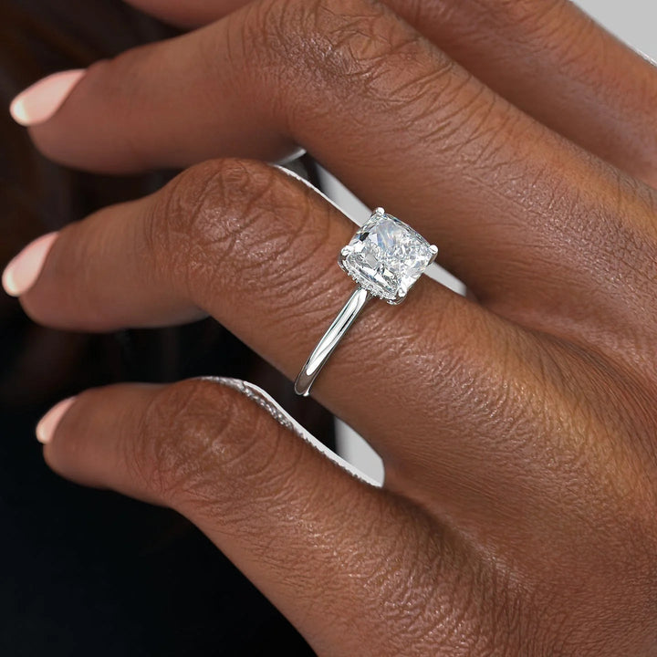 The Emily Set With Cushion Solitaire Moissanite#material_14k-white