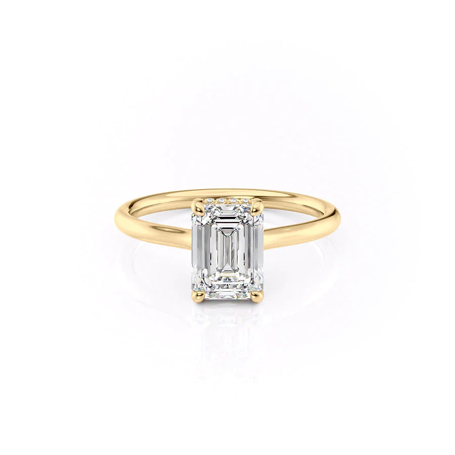 The Emily Set With Emerald Solitaire Moissanite#material_14k-gold