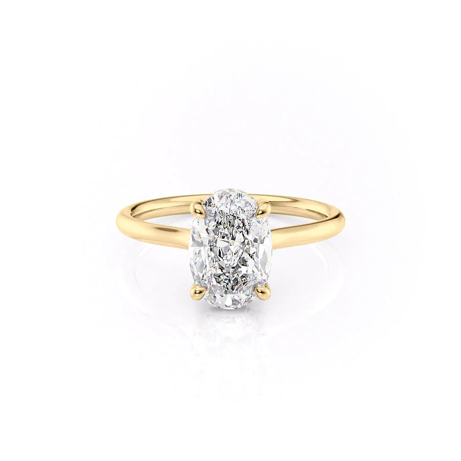 The Emily Set With Oval Solitaire Lab Diamond 1 Carat 14K Gold#material_14k-gold