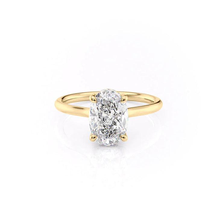 The Emily Set With Oval Solitaire Lab Diamond 1 Carat 14K Gold#material_14k-gold