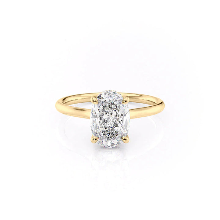 The Emily Set With Oval Solitaire Moissanite#material_14k-gold