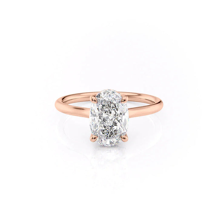 The Emily Set With Oval Solitaire Moissanite#material_14k-rose