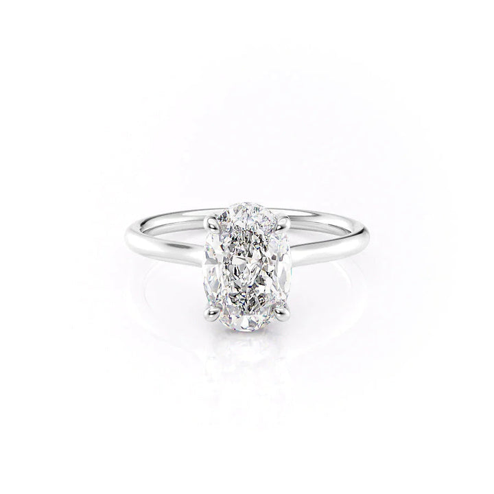 The Emily Set With Oval Solitaire Lab Diamond 1 Carat 14K White#material_14k-white