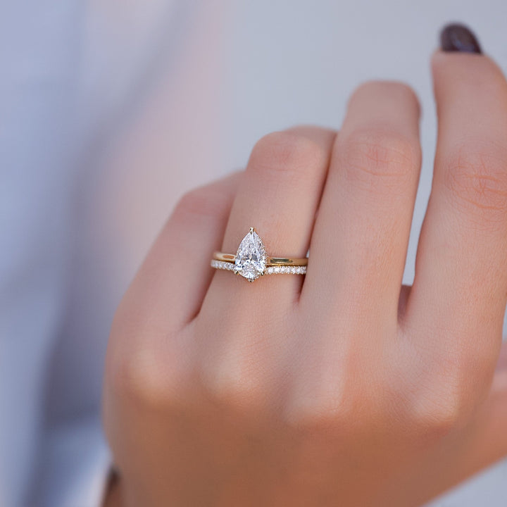 The Emily Set With Pear Solitaire Moissanite#material_14k-gold