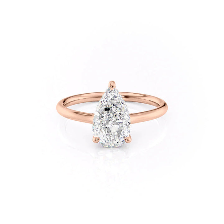 The Emily Set With Pear Solitaire Lab Diamond 1 Carat 14K Rose#material_14k-rose